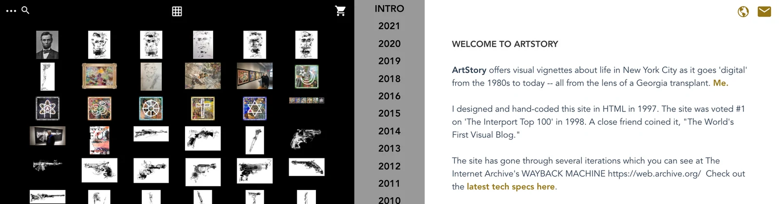ArtStory artwork grid, year navigation and story introduction.