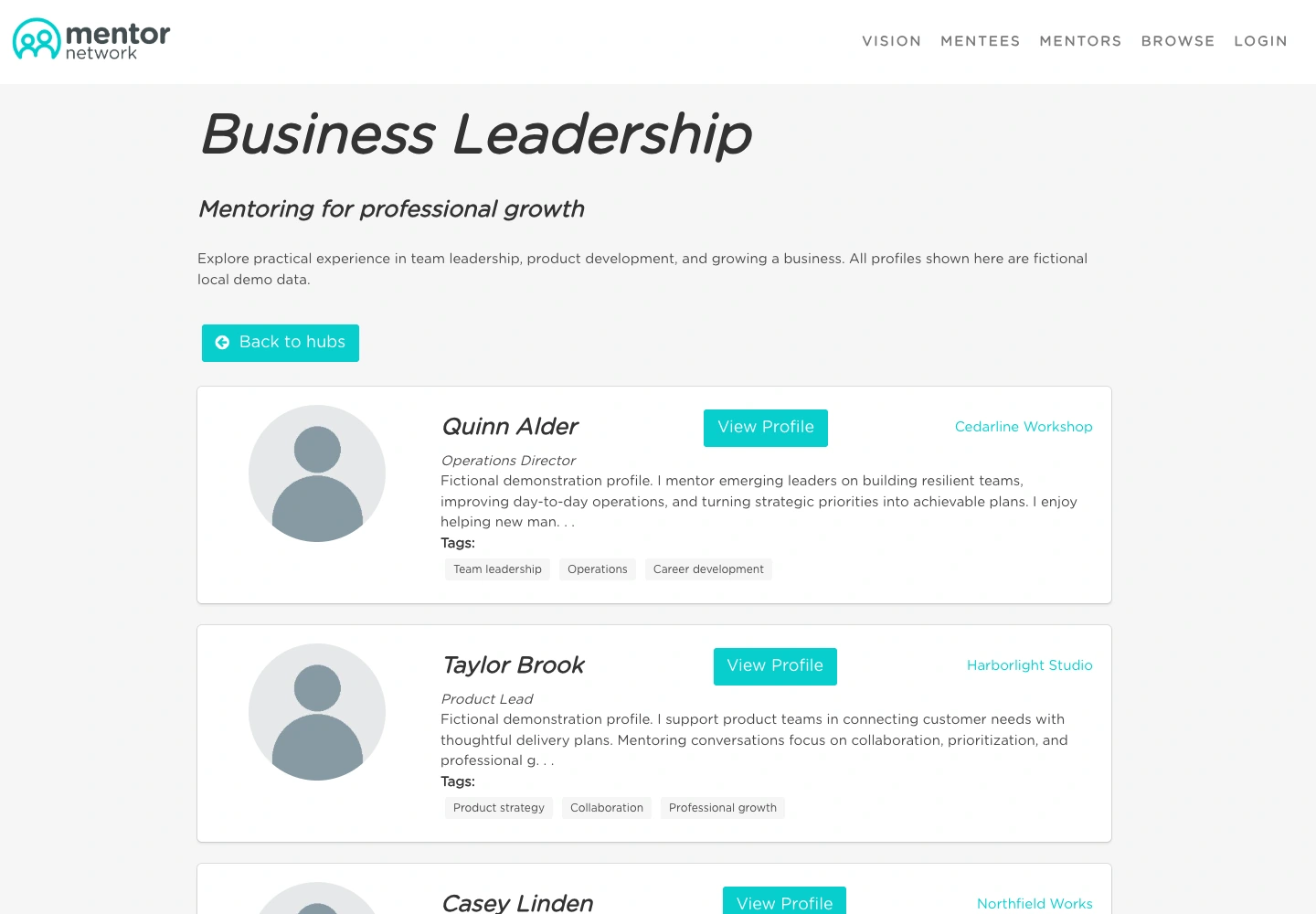 Mentor Network business mentor directory