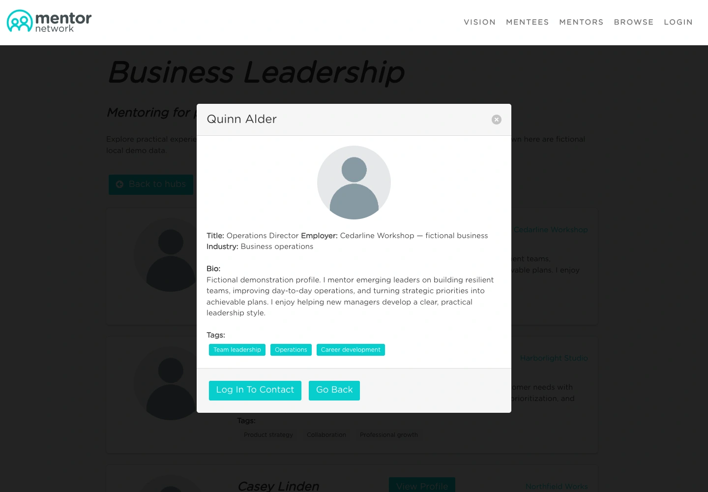 Mentor Network business mentor profile
